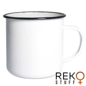 Emaljmugg med svart kant
