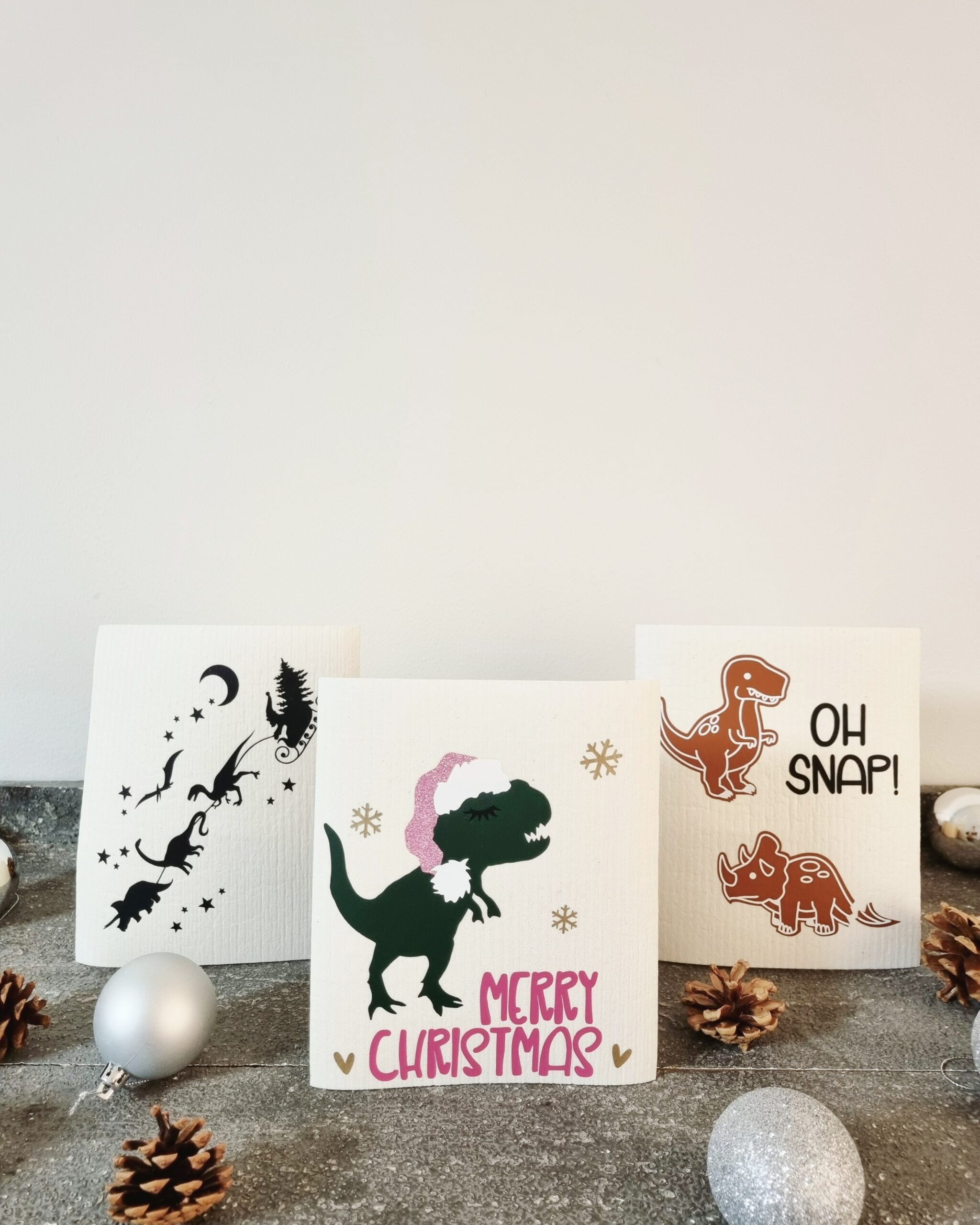 Juldisktrasor med dinosaurier 3-pack