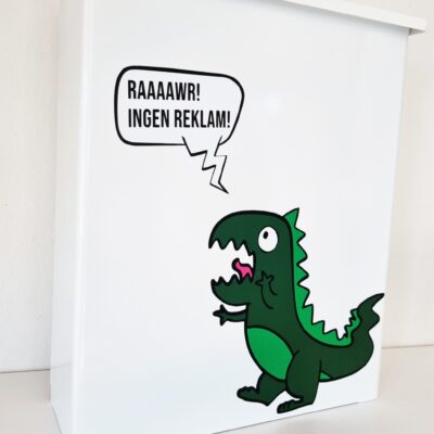 Ingen reklam T-rex/dinosaurie dekal till brevlåda