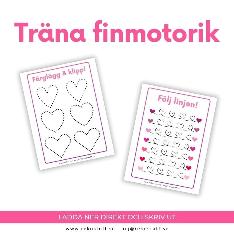 Träna finmotorik - tema hjärtan