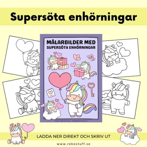 Målarbilder - supersöta enhörningar