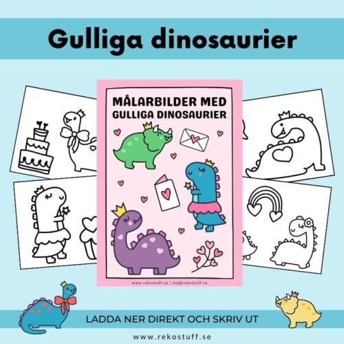 Målarbilder - gulliga dinosaurier