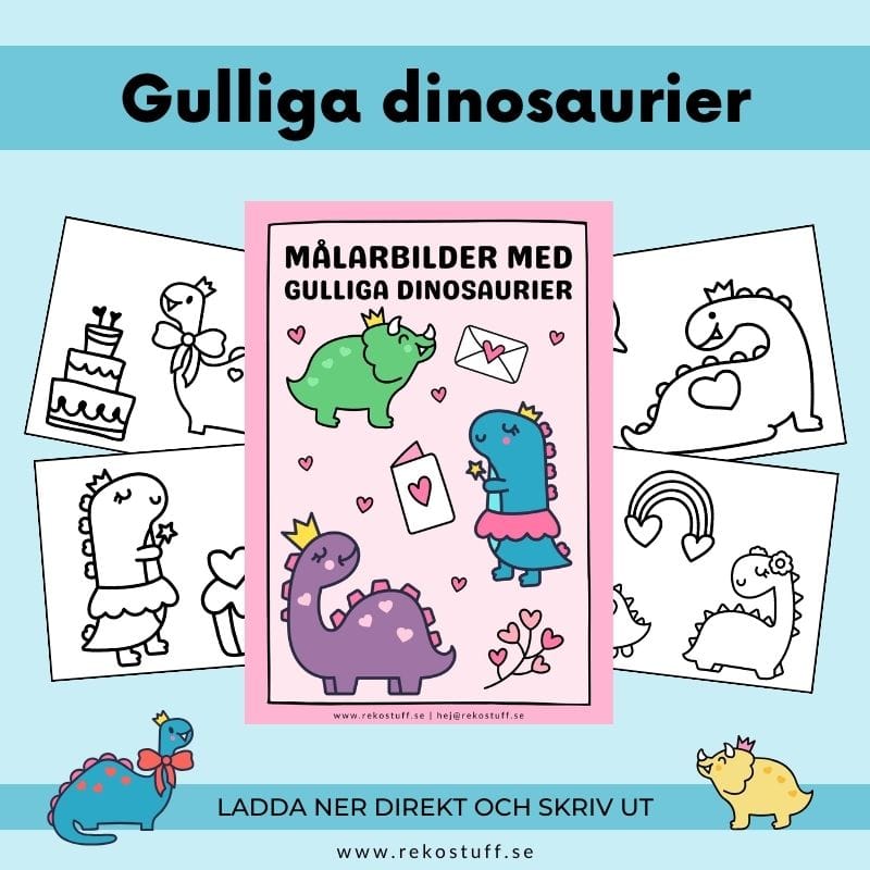Målarbilder - gulliga dinosaurier