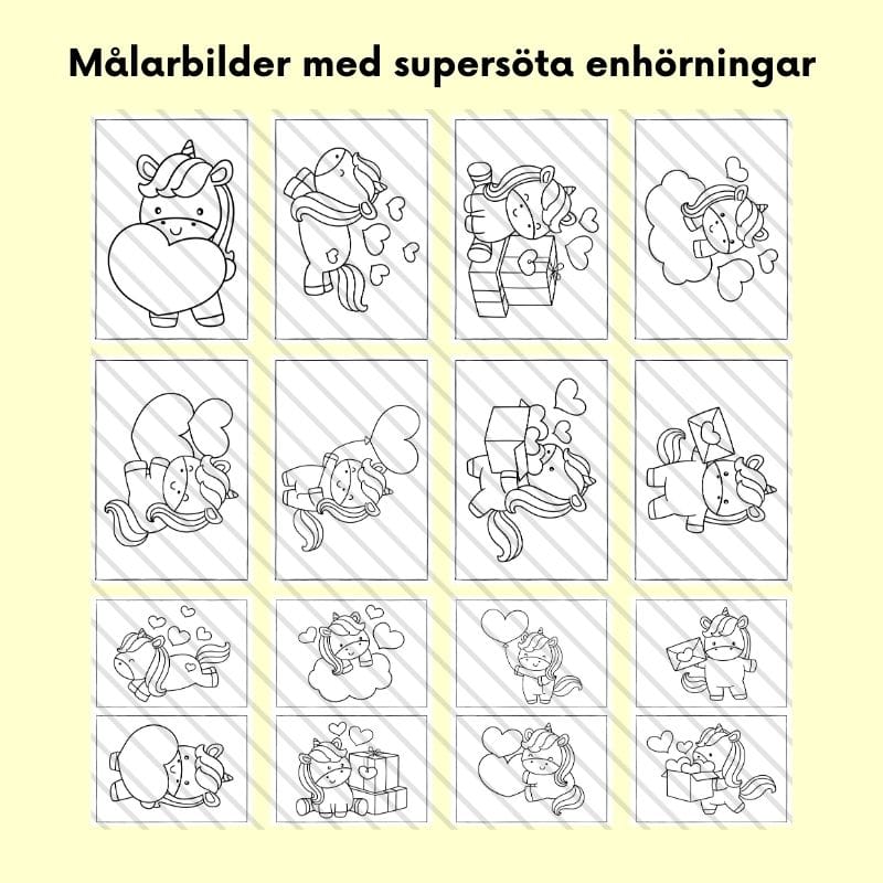 Målarbilder - supersöta enhörningar - Bild 2