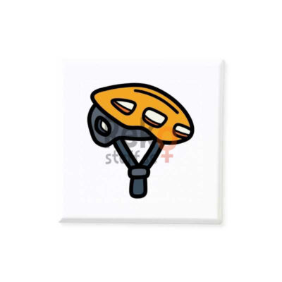 Magnetiskt bildstöd med motiv av en orange cykelhjälm.