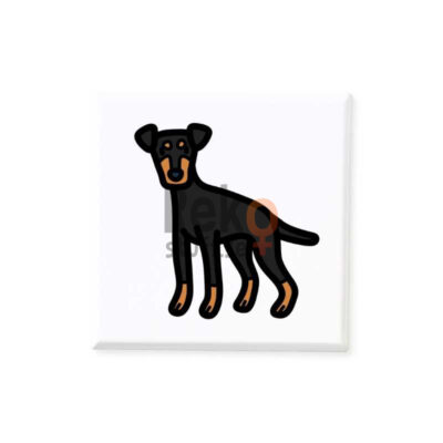 Magnetiskt bildstöd med motiv av en Dobermann.