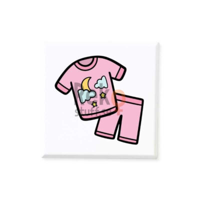 Magnetiskt bildstöd med motiv av en rosa pyjamas.