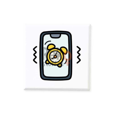 Magnetiskt bildstöd med motiv av en mobiltelefon med timer.